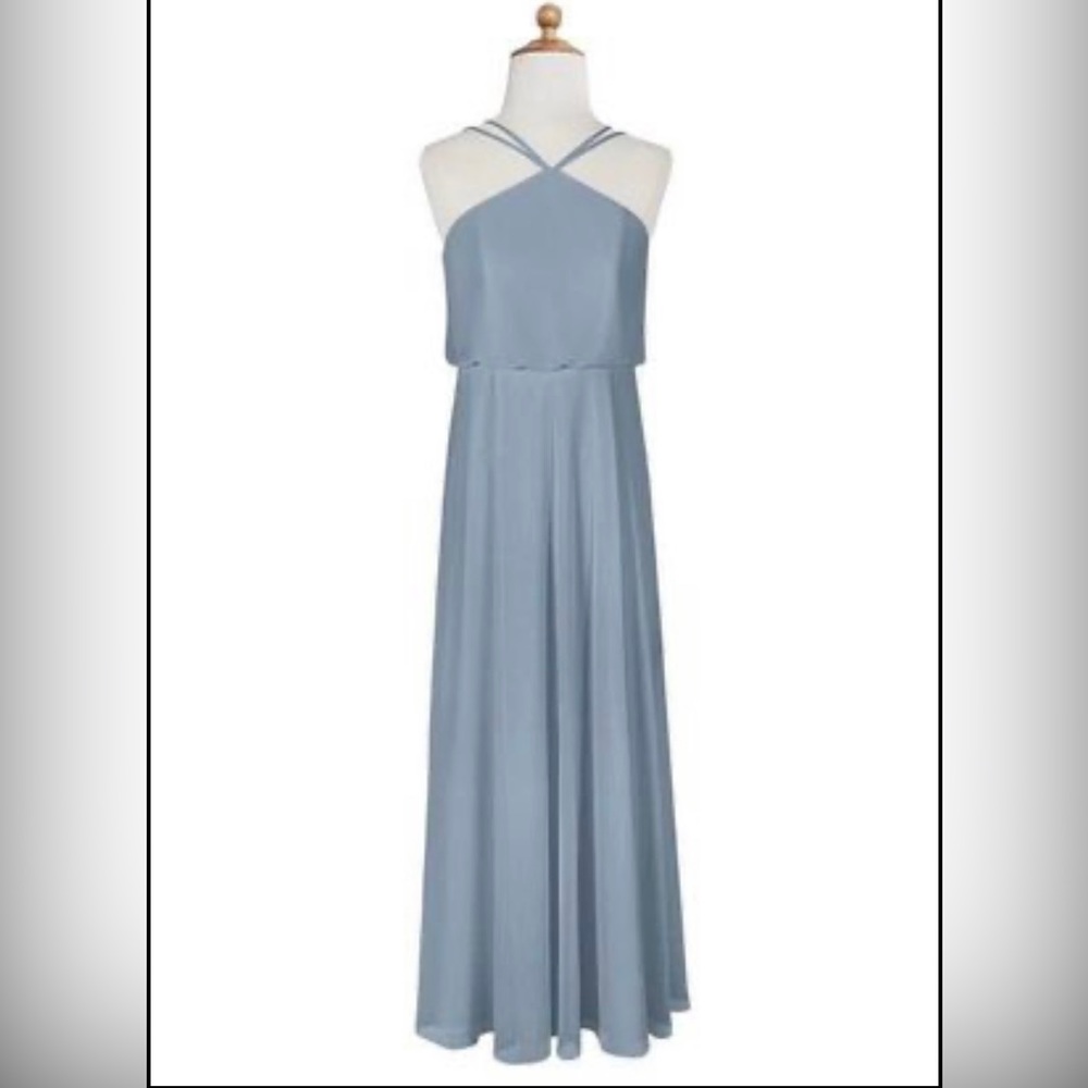 NEW WITH TAGS Azazie Dusty Blue Bridesmaid / Junior Bridesmaid dress Jensen J16